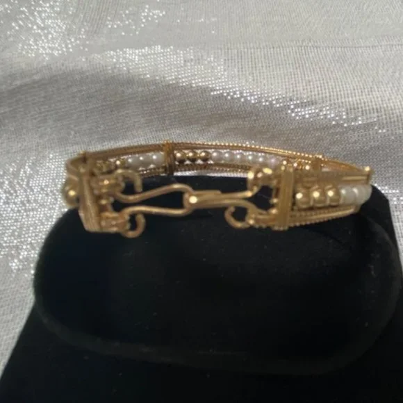 NWOT 14K Artisan Hand Crafted Genuine Pearl Bracelet Wire Wrapped - Picture 2 of 5